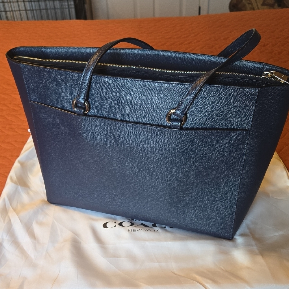 Coach Midnight Blue Leather Tote - Picture 3 of 8